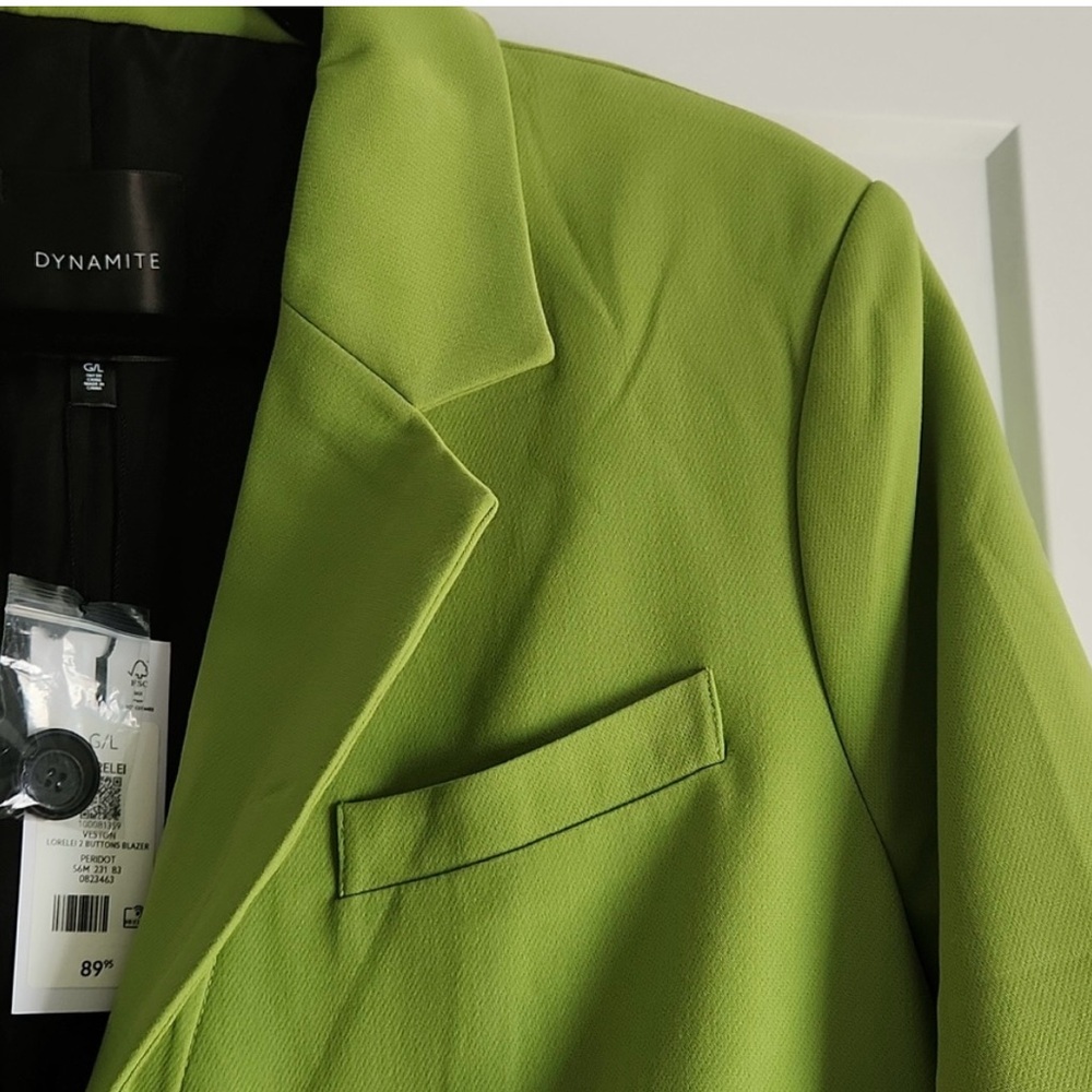 Dynamite Lime Green Women's Blazer Pantsuit Jacket - Picture 8 of 9